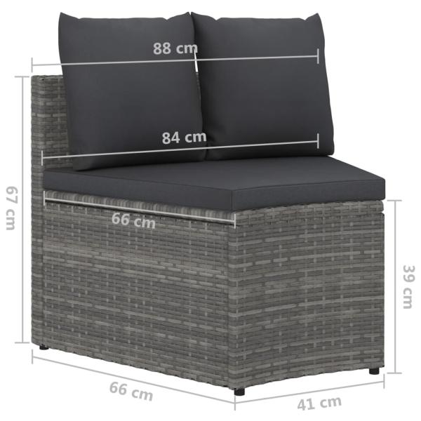 8-tlg. Garten-Sofagarnitur mit Auflagen Poly Rattan Grau