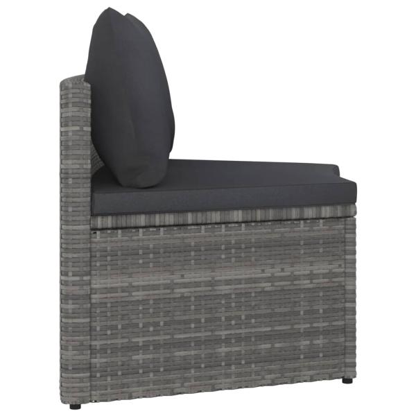8-tlg. Garten-Sofagarnitur mit Auflagen Poly Rattan Grau