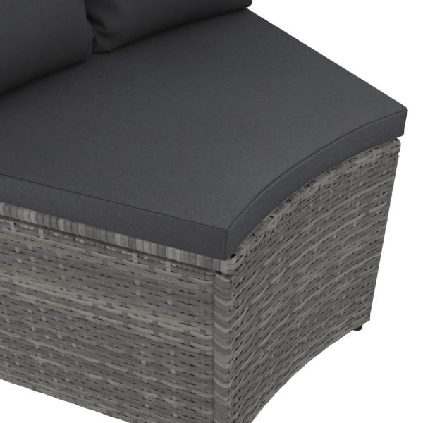 4-tlg. Garten-Sofagarnitur mit Auflagen Poly Rattan Grau