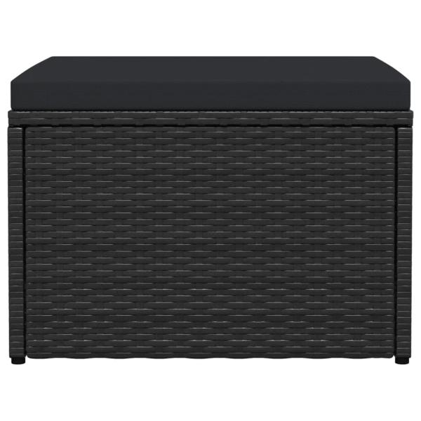 Outdoor-Fußhocker mit Kissen Schwarz Polyrattan