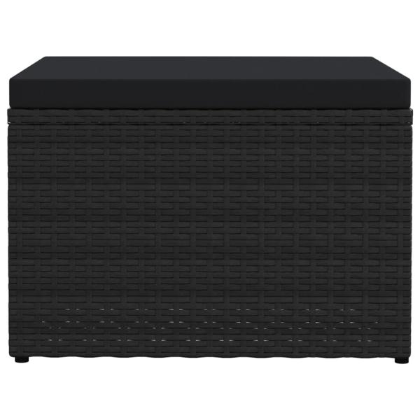 Outdoor-Fußhocker mit Kissen Schwarz Polyrattan