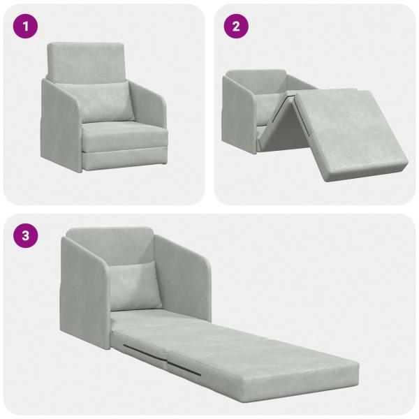 Klappsofa Bett Hellgrau 65 x 80 x 83 cm Samt