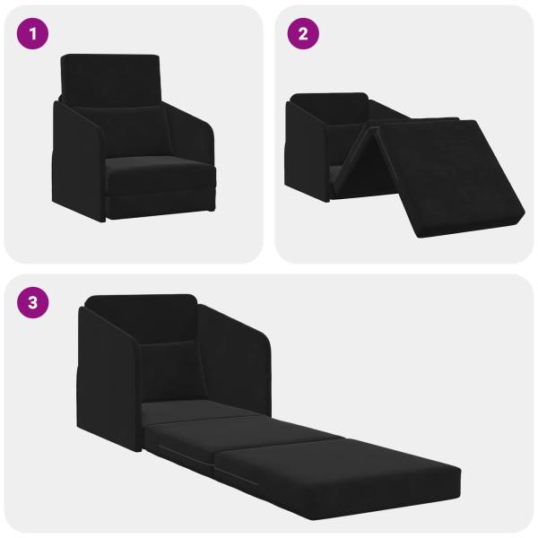 Klappsofa Bett Schwarz 65 x 80 x 83 cm Samt