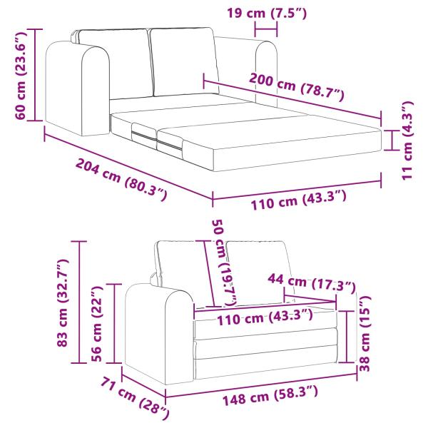 Klappsofa Bett Dunkelgrau 148 x 71 x 83 cm Samt