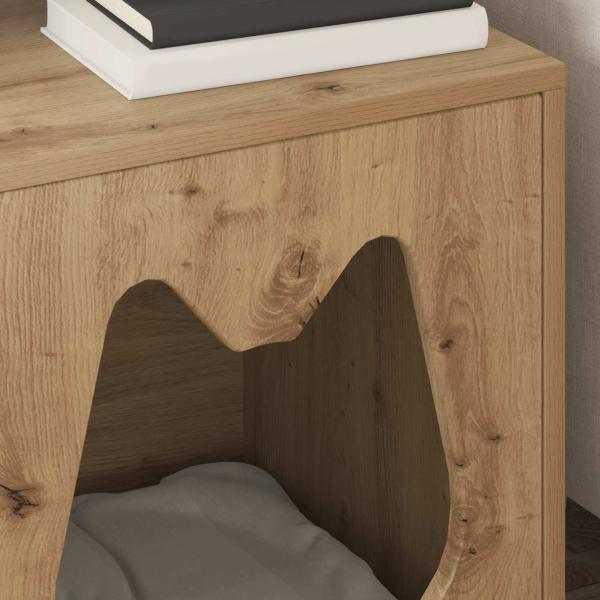 Katzenhaus Kunsthandwerk Eiche 42,5 x 40 x 52,5 cm