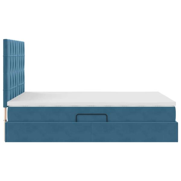 Bett mit Stauraum und LED Dunkelblau 140 x 190 cm Samt