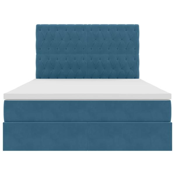 Bett mit Stauraum und LED Dunkelblau 140 x 190 cm Samt