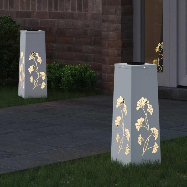 Solar LED Weg Licht 2 pcs Weiß Kalt gewalzter Stahl