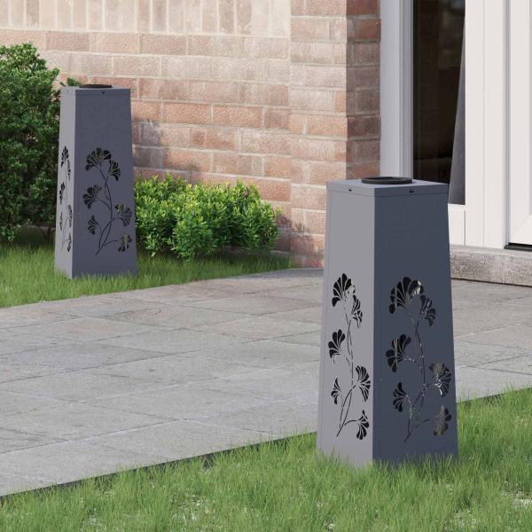 ARDEBO.de - Solar LED Weg Licht 2 pcs Anthrazit Kalt gewalzter Stahl