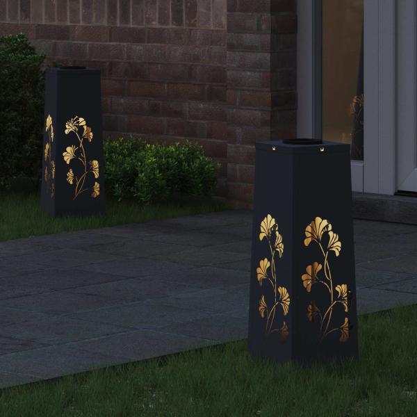 Solar LED Weg Licht 2 pcs Anthrazit Kalt gewalzter Stahl