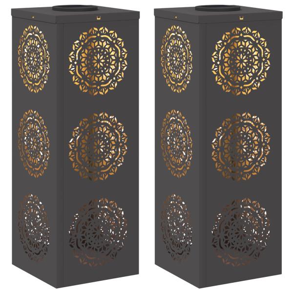 Solar LED Weg Licht 2 pcs Schwarz Kalt gewalzter Stahl