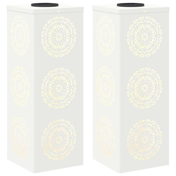 Solar LED Weg Licht 2 pcs Weiß Kalt gewalzter Stahl