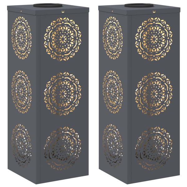 Solar LED Weg Licht 2 pcs Anthrazit Kalt gewalzter Stahl