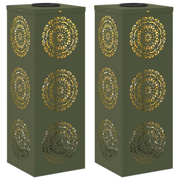 Solar LED Weg Licht 2 pcs Olive Grün Kalt gewalzter Stahl