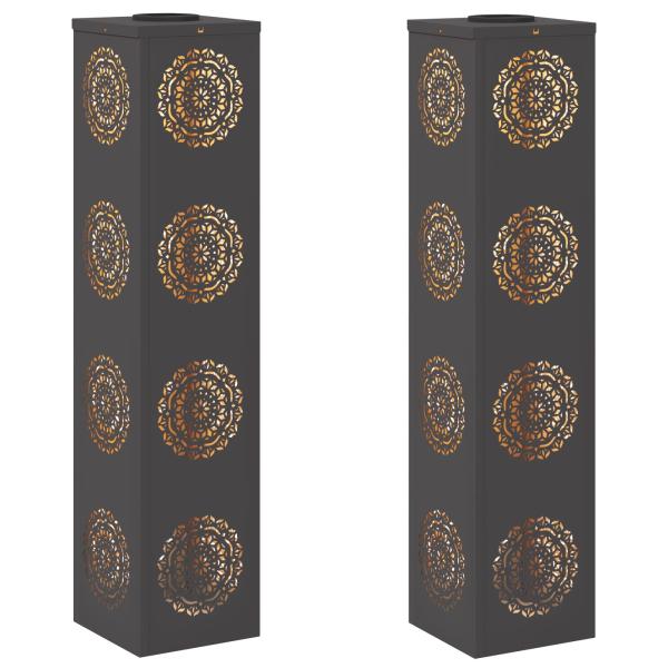 Solar LED Weg Licht 2 pcs Schwarz Kalt gewalzter Stahl