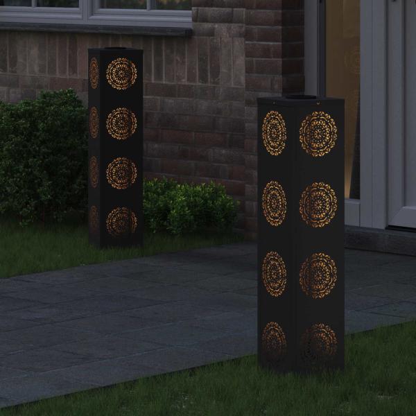 Solar LED Weg Licht 2 pcs Schwarz Kalt gewalzter Stahl