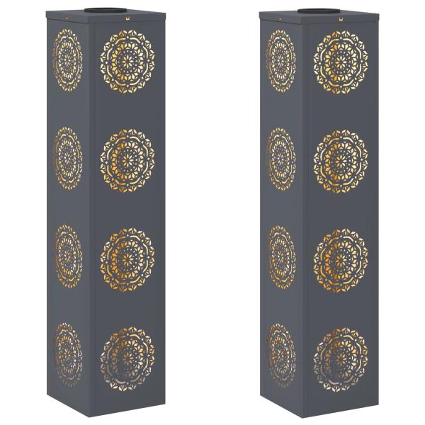 Solar LED Weg Licht 2 pcs Anthrazit Kalt gewalzter Stahl