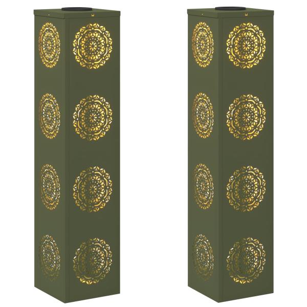 Solar LED Weg Licht 2 pcs Olive Grün Kalt gewalzter Stahl