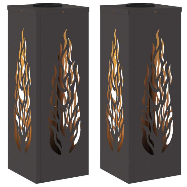 Solar LED Weg Licht 2 pcs Schwarz Kalt gewalzter Stahl