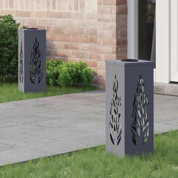 ARDEBO.de - Solar LED Weg Licht 2 pcs Anthrazit Kalt gewalzter Stahl