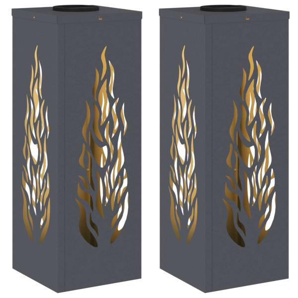 Solar LED Weg Licht 2 pcs Anthrazit Kalt gewalzter Stahl