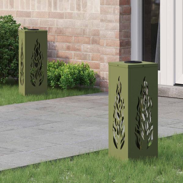 ARDEBO.de - Solar LED Weg Licht 2 pcs Olive Grün Kalt gewalzter Stahl