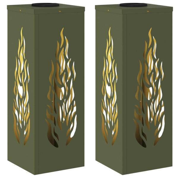 Solar LED Weg Licht 2 pcs Olive Grün Kalt gewalzter Stahl