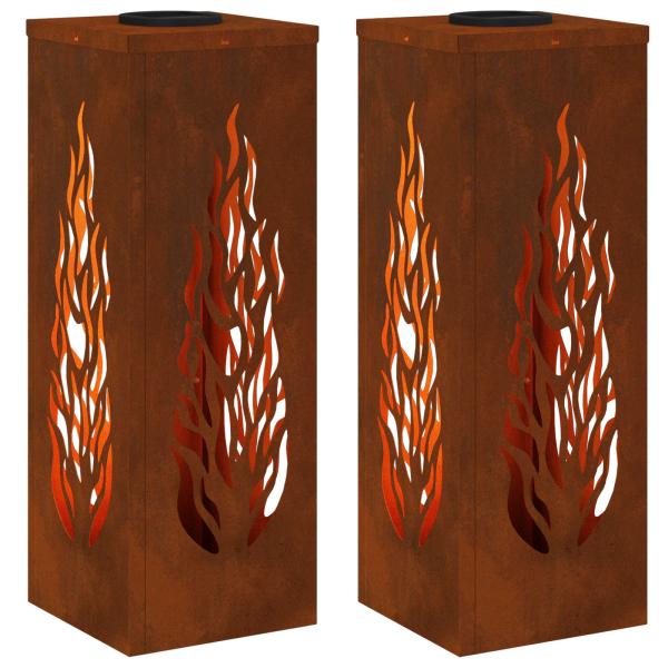 Solar LED Weg Licht 2 pcs Cortenstahl Cortenstahl