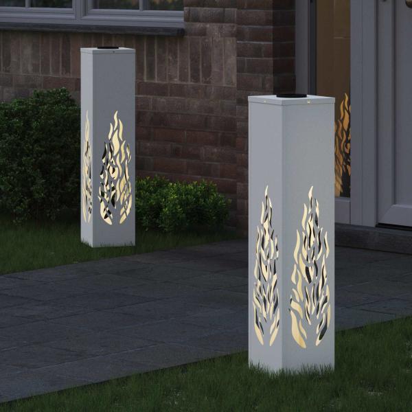 Solar LED Weg Licht 2 pcs Weiß Kalt gewalzter Stahl