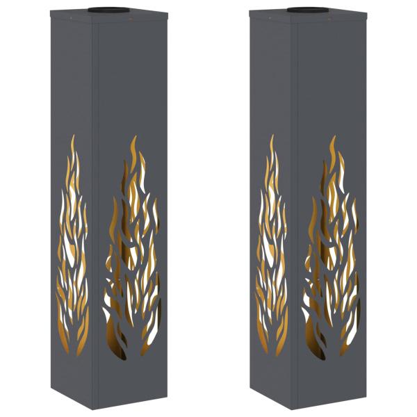 Solar LED Weg Licht 2 pcs Anthrazit Kalt gewalzter Stahl