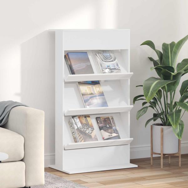 ARDEBO.de - Magazinregal mit Regal Weiß 70 x 41 x 126 cm Holzwerkstoff