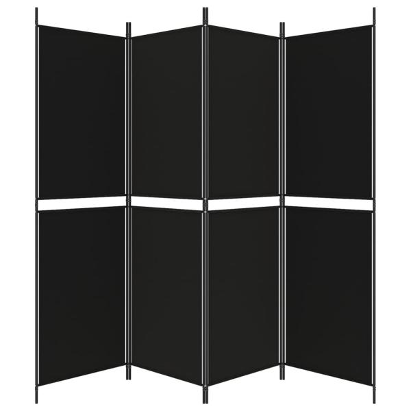 4-tlg. Paravent Schwarz 200x180 cm Stoff