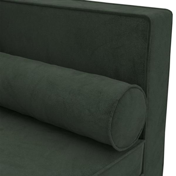 Chaiselongue mit Kissen und Nackenrolle Dunkelgrün Samt
