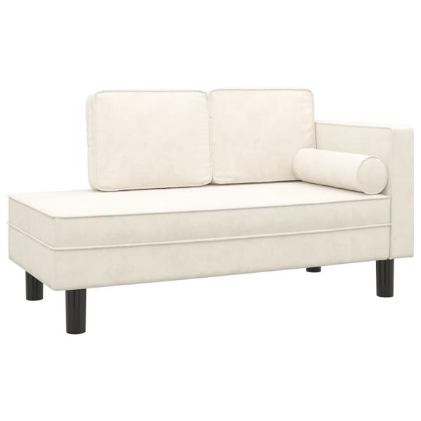 Chaiselongue mit Kissen und Nackenrolle Creme Samt