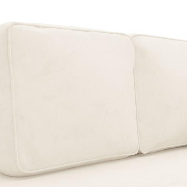 Chaiselongue mit Kissen und Nackenrolle Creme Samt