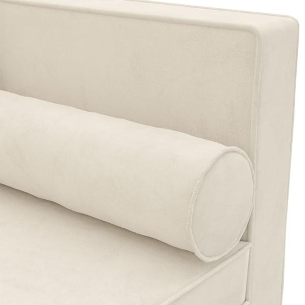 Chaiselongue mit Kissen und Nackenrolle Creme Samt