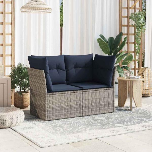 ARDEBO.de - | Gartensofa | mit Kissen Grau 124 x 62 x 69cm Poly-Rattan