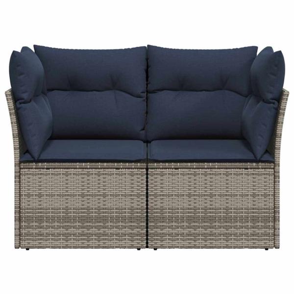 | Gartensofa | mit Kissen Grau 124 x 62 x 69cm Poly-Rattan