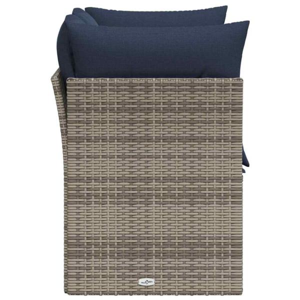 | Gartensofa | mit Kissen Grau 124 x 62 x 69cm Poly-Rattan