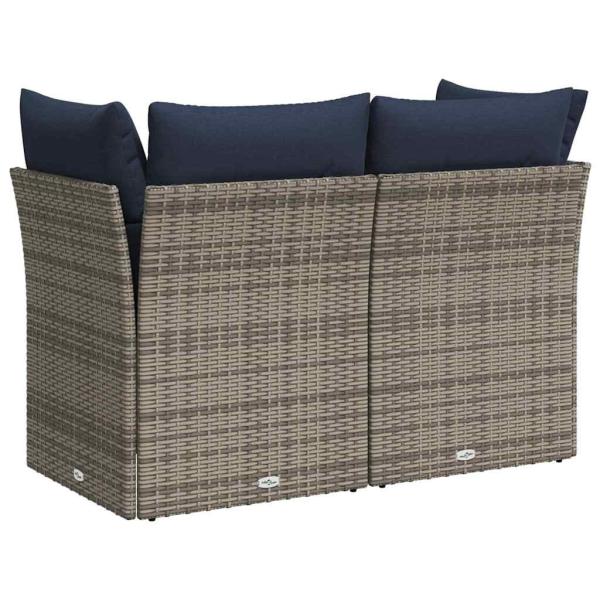 | Gartensofa | mit Kissen Grau 124 x 62 x 69cm Poly-Rattan