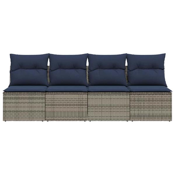 | Gartensofa | mit Kissen Grau 220 x 62 x 69cm Poly-Rattan