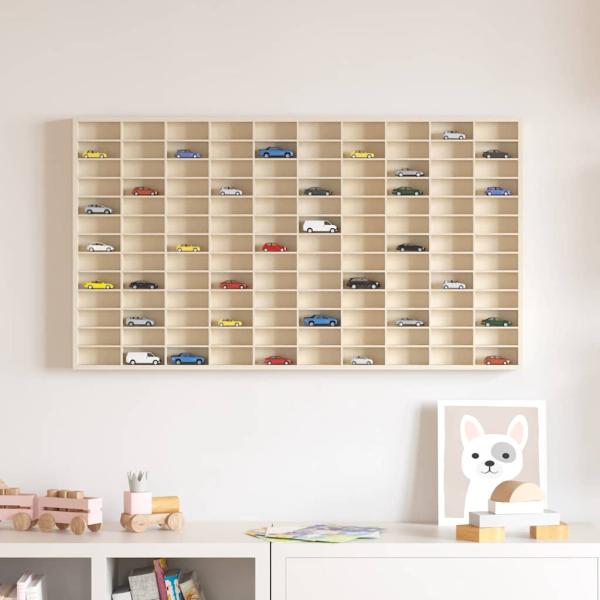 ARDEBO.de - Wanddisplay-Case mit Regal Beige 98 x 4,5 x 55 cm Holzwerkstoff