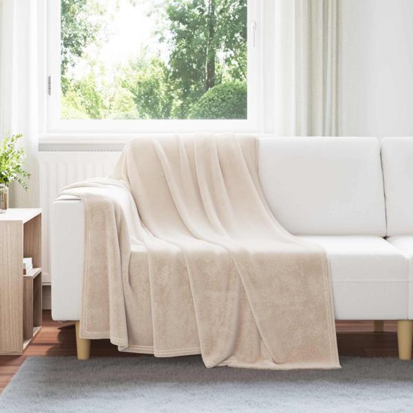 ARDEBO.de - Überwurfdecke Beige 150 x 200 cm Fleece