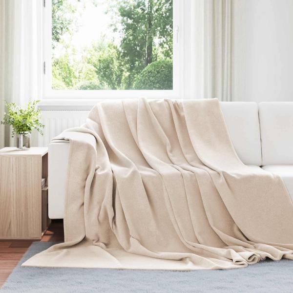 ARDEBO.de - Überwurfdecke Beige 240 x 270 cm Fleece