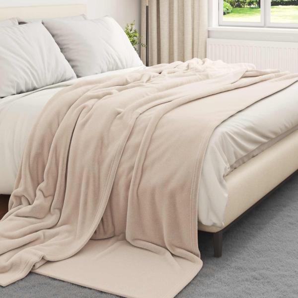 Überwurfdecke Beige 240 x 270 cm Fleece