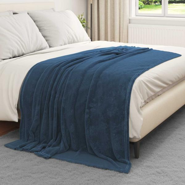 ARDEBO.de - Überwurfdecke Marineblau 150 x 200 cm Fleece