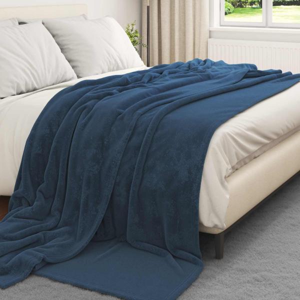 Wohndecke Marineblau 220 x 240 cm 1.37 kg Fleece
