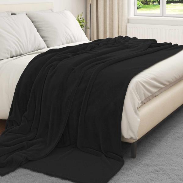 ARDEBO.de - Überwurfdecke Schwarz 240 x 270 cm Fleece