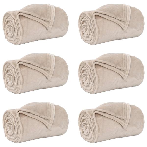 Wohndecken 6 Stück Beige 150 x 200 cm Fleece