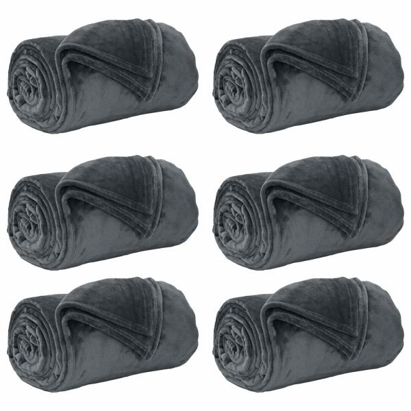 Wohndecken 6 stk. Dunkelgrau 220 x 240 cm 8.24 kg Fleece